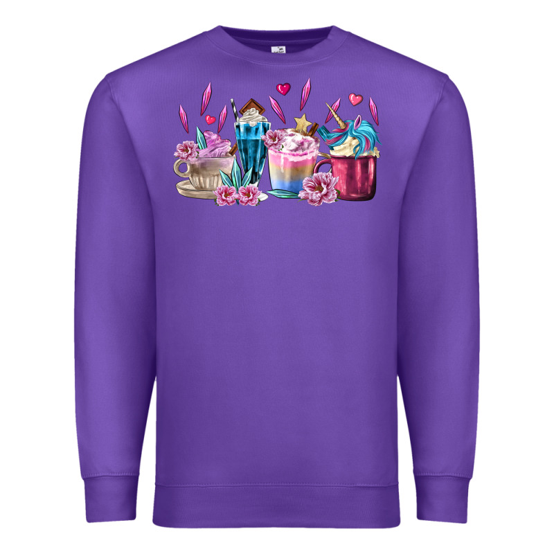 Unicorn Coffee Cups Premium Sweatshirt by MaliasSmallBusiness | Teevron