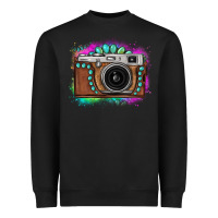 Black tie dye gemstone vintage camera Heavyweight Sweatshirt - FaDigitalArtStudio