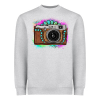 Heather Grey tie dye gemstone vintage camera Heavyweight Sweatshirt - FaDigitalArtStudio