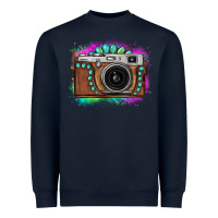 Navy tie dye gemstone vintage camera Heavyweight Sweatshirt - FaDigitalArtStudio