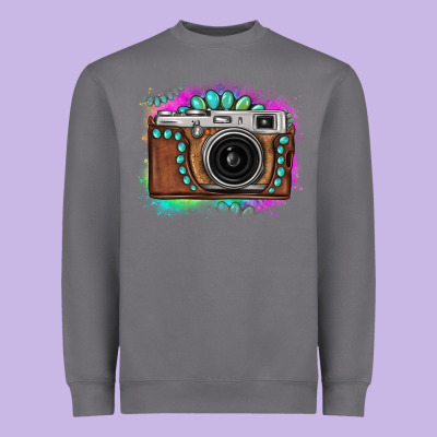 Tie Dye Gemstone Vintage Camera Heavyweight Sweatshirt Designed By Fadigitalartstudio