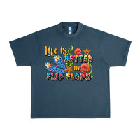 Midnight Navy life is better in flip flops summer Urban Heavy Tee - JahusDesignShop