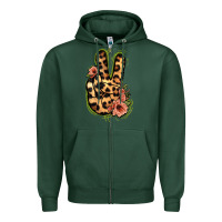 Sports Green Leopard Floral Peace Sign Zipper Hoodie - Jasminsmagicworld