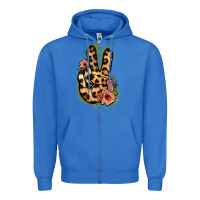 True Royal Leopard Floral Peace Sign Zipper Hoodie - Jasminsmagicworld