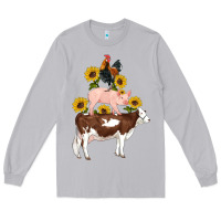 Moon Dust western farm life cow pig rooster with sunflowers Long Sleeve Tee - Artiststas