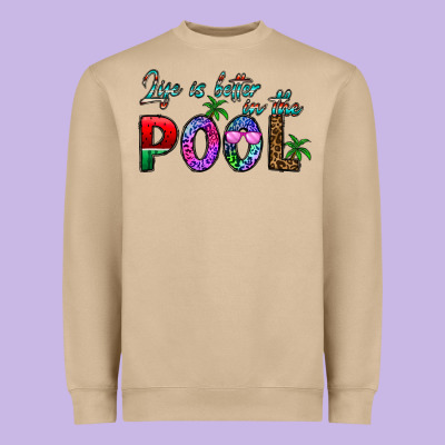 Life Is Better İn The Pool Heavyweight Sweatshirt Designed By Cowhidedigitalart