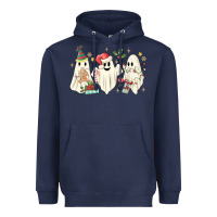 Navy Christmas ghosts Heavyweight Hoodie - MaliasSmallBusiness