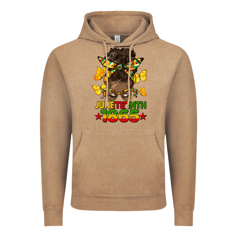 Juneteenth 1865 Afro Bun Vintage Hoodie by HRA Design Shop | Teevron