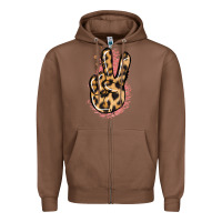 Chestnut Pink Glitter Leopard Peace Sign Zipper Hoodie - Jasminsmagicworld