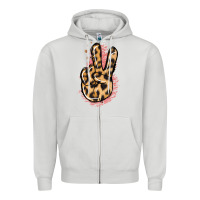 Dove Grey Pink Glitter Leopard Peace Sign Zipper Hoodie - Jasminsmagicworld