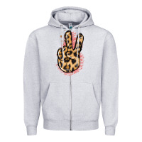 Heather Grey Pink Glitter Leopard Peace Sign Zipper Hoodie - Jasminsmagicworld
