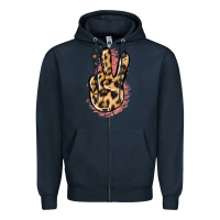 Navy Pink Glitter Leopard Peace Sign Zipper Hoodie - Jasminsmagicworld