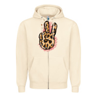Sandshell Pink Glitter Leopard Peace Sign Zipper Hoodie - Jasminsmagicworld