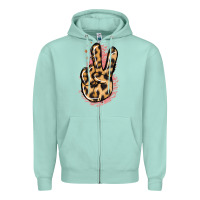 Seafoam Pink Glitter Leopard Peace Sign Zipper Hoodie - Jasminsmagicworld