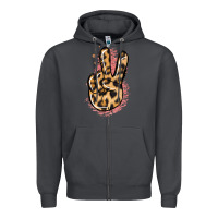 Smoke Pink Glitter Leopard Peace Sign Zipper Hoodie - Jasminsmagicworld