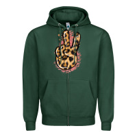 Sports Green Pink Glitter Leopard Peace Sign Zipper Hoodie - Jasminsmagicworld
