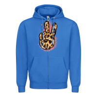 True Royal Pink Glitter Leopard Peace Sign Zipper Hoodie - Jasminsmagicworld