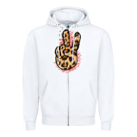 White Pink Glitter Leopard Peace Sign Zipper Hoodie - Jasminsmagicworld