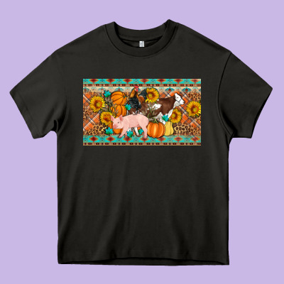 Fall Farm Animals Cow Pig Rooster Heavy Core Tee Designed By Artiststas