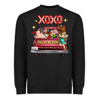 Black valentine's day truck farm animals cupid xoxo Heavyweight Sweatshirt - FaDigitalArtStudio