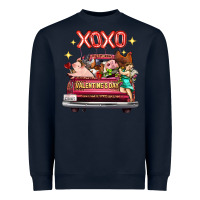 Navy valentine's day truck farm animals cupid xoxo Heavyweight Sweatshirt - FaDigitalArtStudio