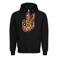 Black Gold Glitter Pink Leopard Peace Sign Zipper Hoodie - Jasminsmagicworld