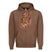 Chestnut Gold Glitter Pink Leopard Peace Sign Zipper Hoodie - Jasminsmagicworld
