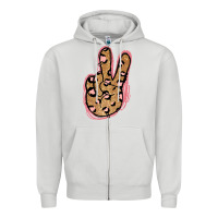 Dove Grey Gold Glitter Pink Leopard Peace Sign Zipper Hoodie - Jasminsmagicworld