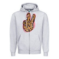 Heather Grey Gold Glitter Pink Leopard Peace Sign Zipper Hoodie - Jasminsmagicworld