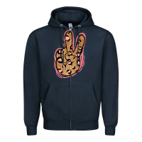 Navy Gold Glitter Pink Leopard Peace Sign Zipper Hoodie - Jasminsmagicworld