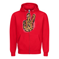 Red Gold Glitter Pink Leopard Peace Sign Zipper Hoodie - Jasminsmagicworld