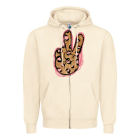 Sandshell Gold Glitter Pink Leopard Peace Sign Zipper Hoodie - Jasminsmagicworld