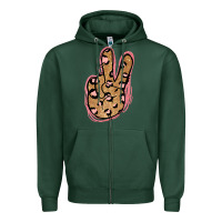 Sports Green Gold Glitter Pink Leopard Peace Sign Zipper Hoodie - Jasminsmagicworld