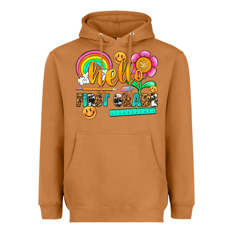Hello First Grade Heavyweight Hoodie by NancyCooperArtShop | Teevron