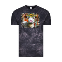 Cloud Black sunflower sheep Vintage Tee - RacoonDesign