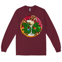 Burgundy Christmas martini Long Sleeve Tee - AdoDesignShop