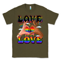 Army Green love is love lgbtq pride hands Classic Tee - LillyAllenDesigns