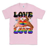 Bubblegum Pink love is love lgbtq pride hands Classic Tee - LillyAllenDesigns