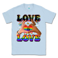 Dusty Blue love is love lgbtq pride hands Classic Tee - LillyAllenDesigns