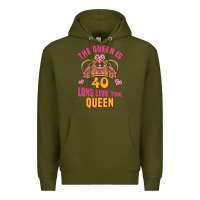 Army Green the queen is 40 long live the queen Premium Hoodie - Jasminsmagicworld