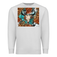 Dove Grey Western with bull skull Premium Sweatshirt - NancyCooperArtShop