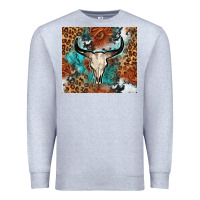Heather Grey Western with bull skull Premium Sweatshirt - NancyCooperArtShop