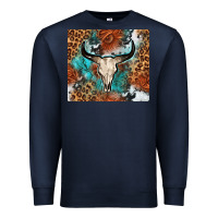Navy Western with bull skull Premium Sweatshirt - NancyCooperArtShop
