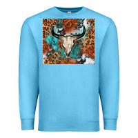 Ocean Blue Western with bull skull Premium Sweatshirt - NancyCooperArtShop