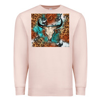 Pale Pink Western with bull skull Premium Sweatshirt - NancyCooperArtShop
