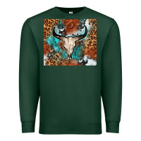 Sports Green Western with bull skull Premium Sweatshirt - NancyCooperArtShop
