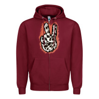Burgundy Dalmatians Skin Peace Sign Zipper Hoodie - Jasminsmagicworld