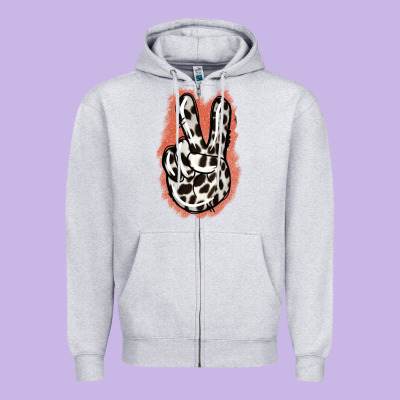 Dalmatians Skin Peace Sign Zipper Hoodie Designed By Jasminsmagicworld