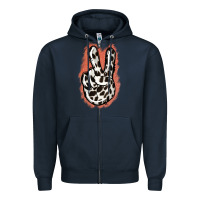 Navy Dalmatians Skin Peace Sign Zipper Hoodie - Jasminsmagicworld
