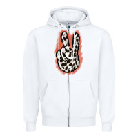 White Dalmatians Skin Peace Sign Zipper Hoodie - Jasminsmagicworld